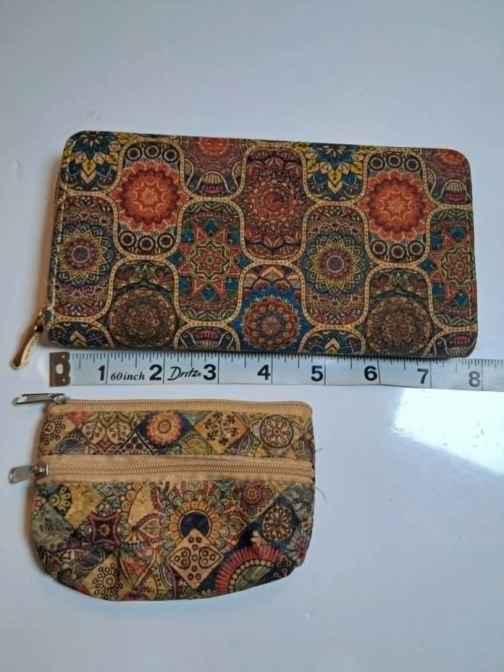 Cork Wallet & Coin Pouch Set Colorful Geometric Print